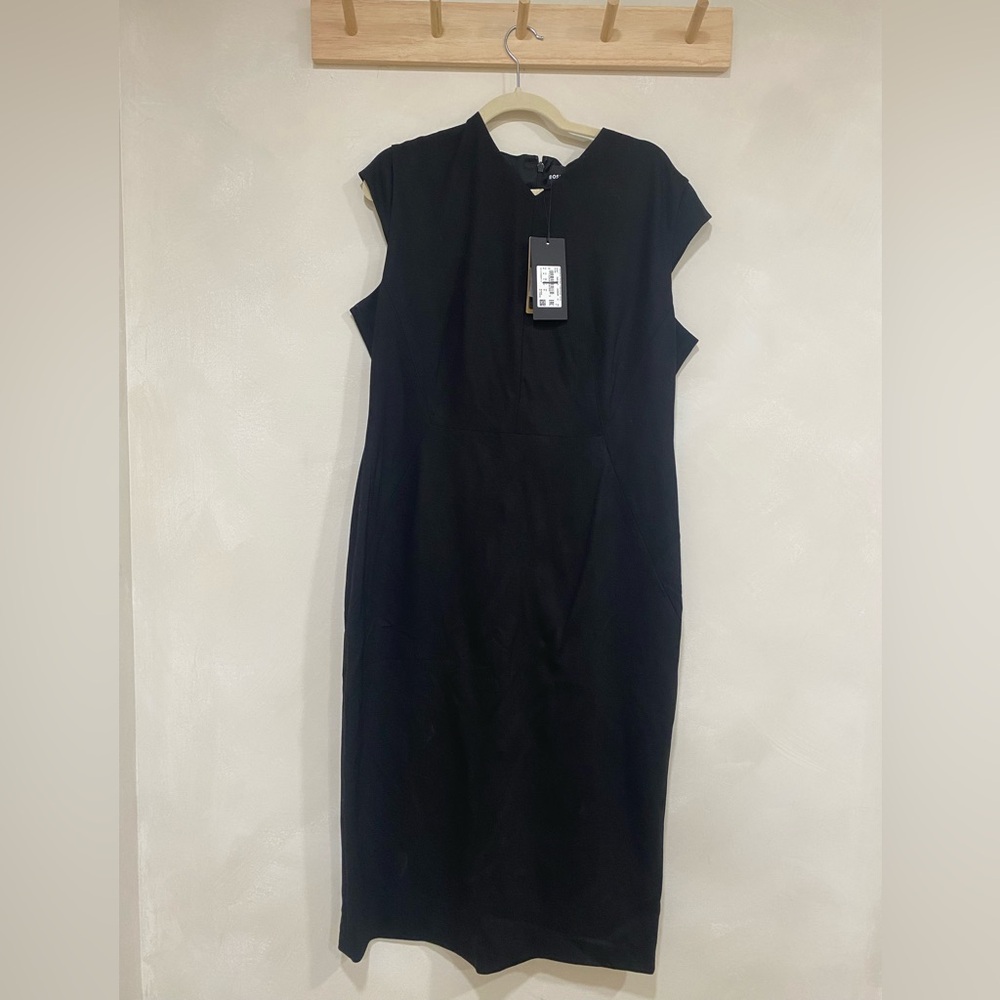 Hugo Boss BOSS by Women's Stretch Fabric Cap-Sleeve Dress Black Size 14 NWT - Picture 3 of 8